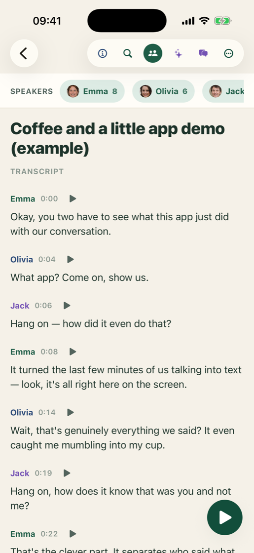 Vocatim transcript with speakers